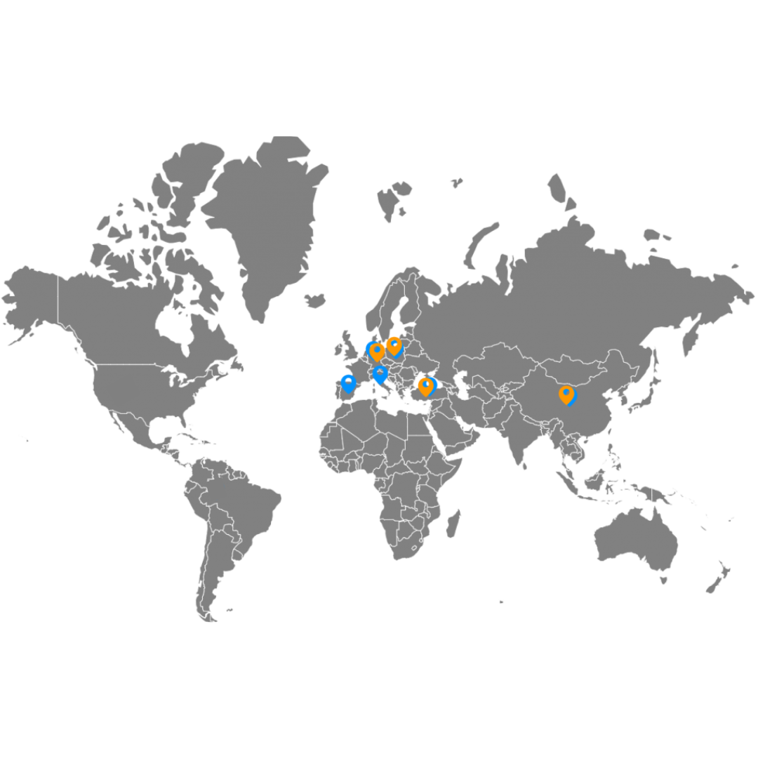 Mapa de presencia internacional de Arma Componente: Alemania, Polonia, Turquía, España